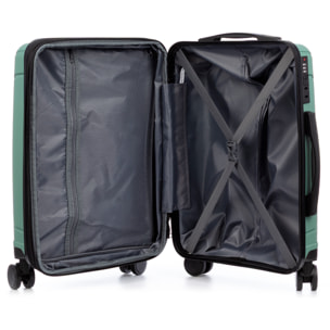 Set di 3 valigie trolley espandibili in PP resistente alla rottura. Chiusura TSA numerica, 4 ruote girevoli doppie a 360°.