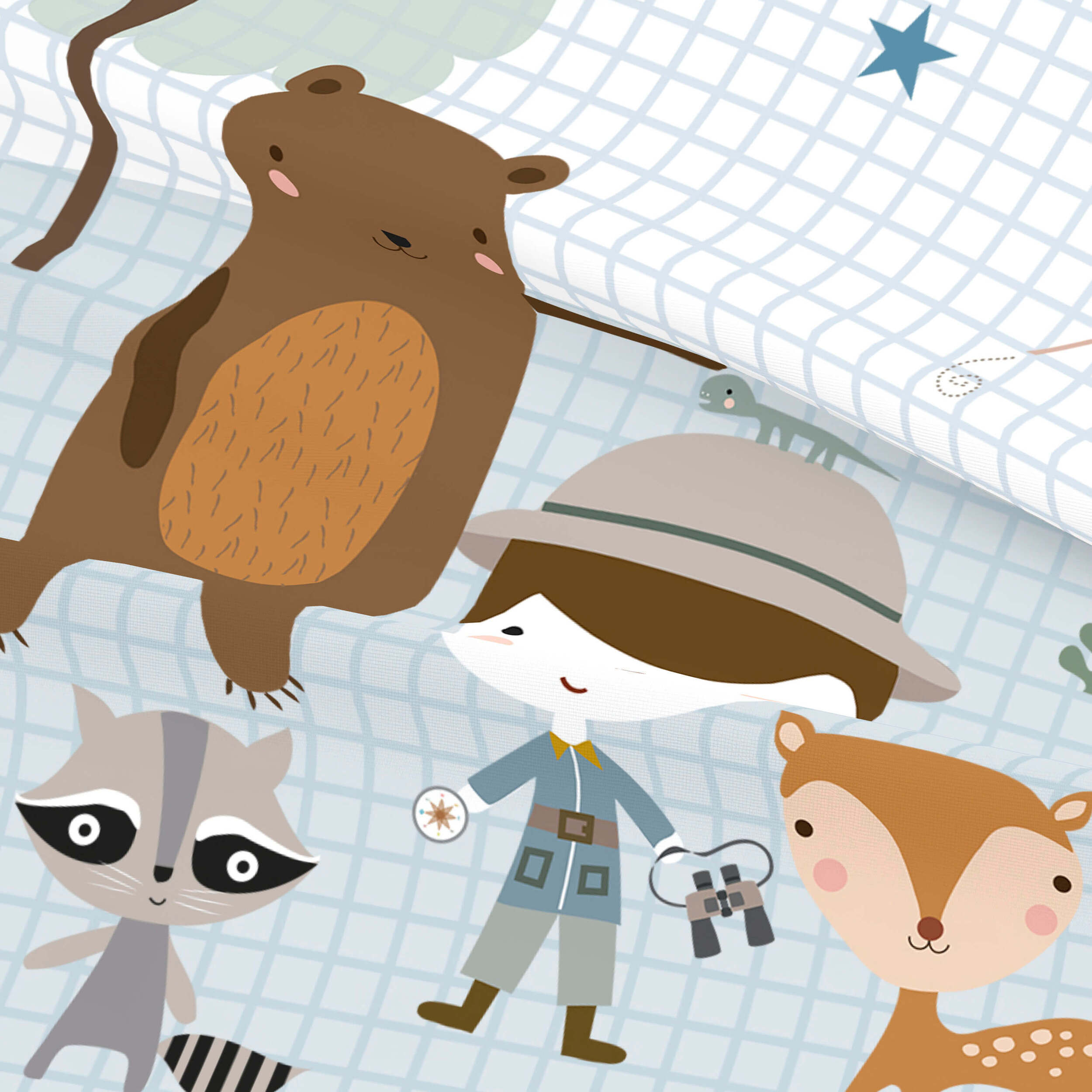 Juego de Sábanas Estampadas - Infantil - Incluye 1 Funda de Almohada - 100% Algodón - Cuna/Maxicuna - Aventura Bosque A