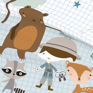 Juego de Sábanas Estampadas - Infantil - Incluye 1 Funda de Almohada - 100% Algodón - Cuna/Maxicuna - Aventura Bosque A