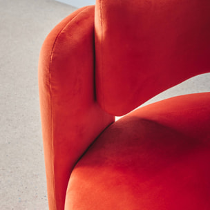 Fauteuil tripode en velours orange