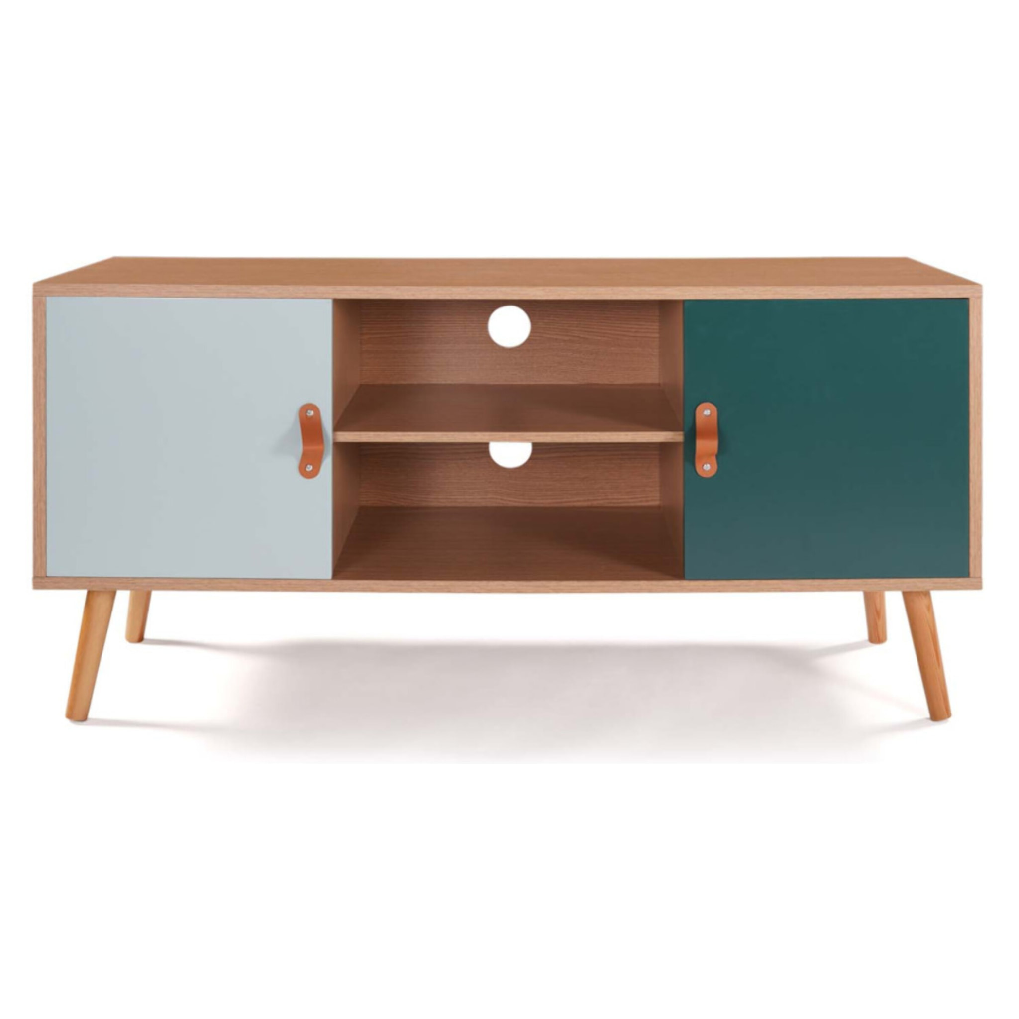 Meuble TV Aria 2 portes vert clair et foncé