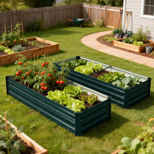 Jardinière rectangulaire carré potager dim. 150L x 70l x 30H cm acier ondulé vert