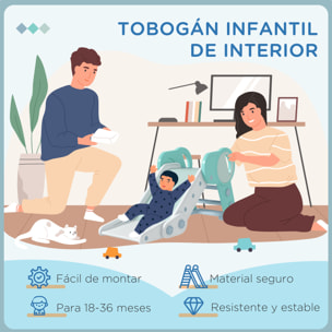 Tobogán para Niños Plegable Tobogán Infantil para Niños de 18-36 Meses con 3 Escaleras Antideslizantes para Interiores Carga 30 kg 120x53x53 cm Verde