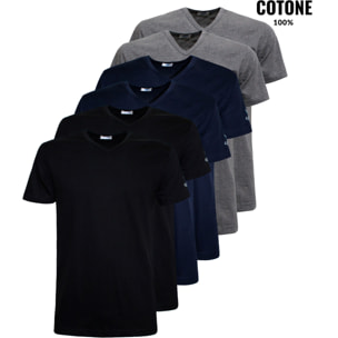 6 T-Shirt Uomo LEGEA Art. 830 Scollo V Assortito