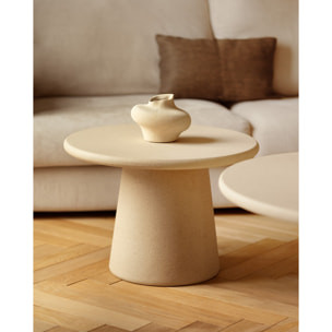 Table basse ronde en microciment ton beige en différentes tailles