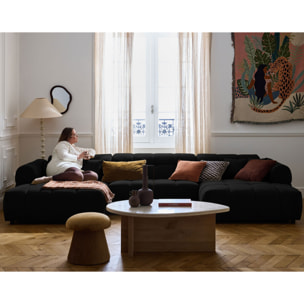 Ray - canapé panoramique en U 7 places en tissu texturé - Noir