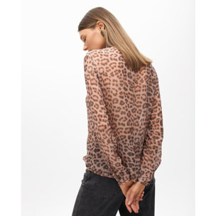 Camicia con fiocco animalier