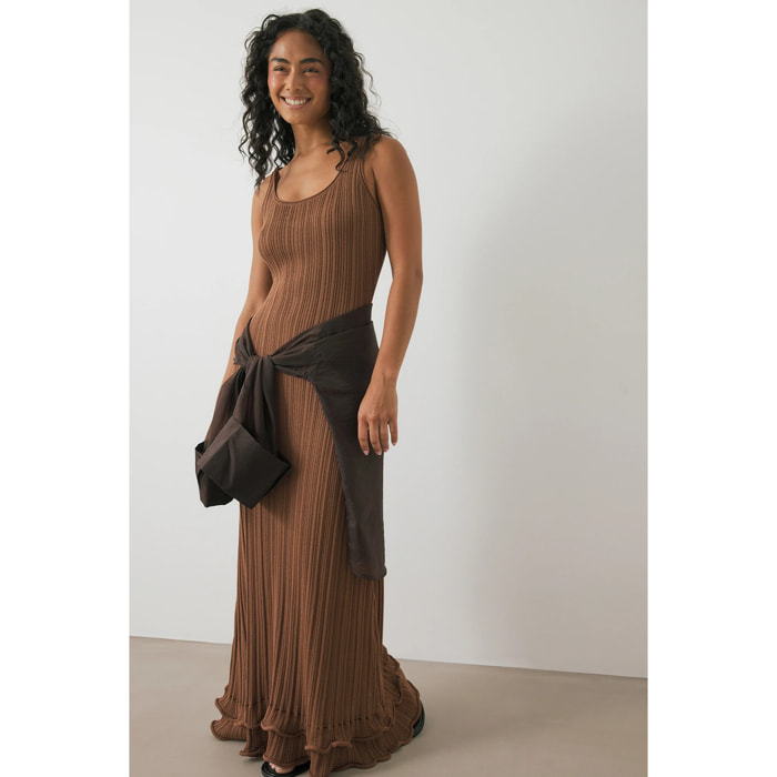 Knitted Scoop Neck Frill Maxi Dress Vestiti in maglia Nakd