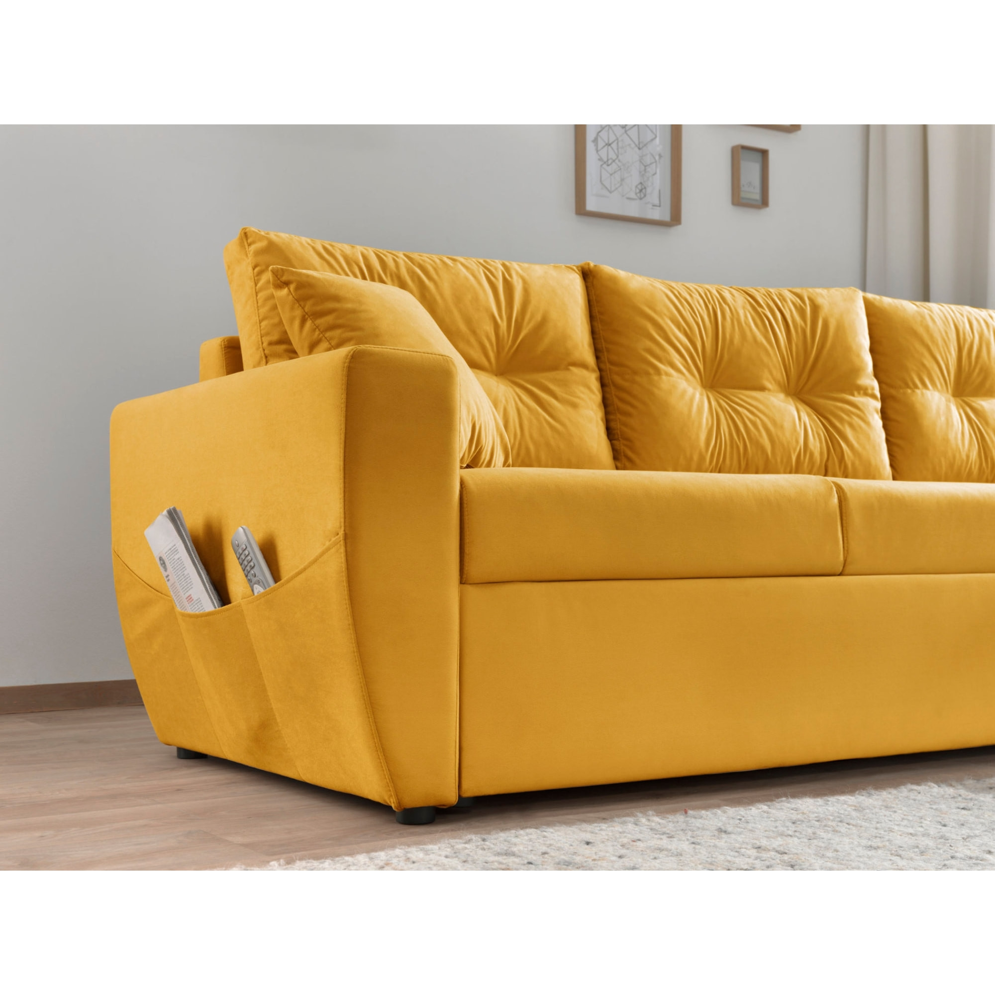 Astoria - canapé d'angle réversible - convertible avec coffre - style contemporain- 4 places - Jaune