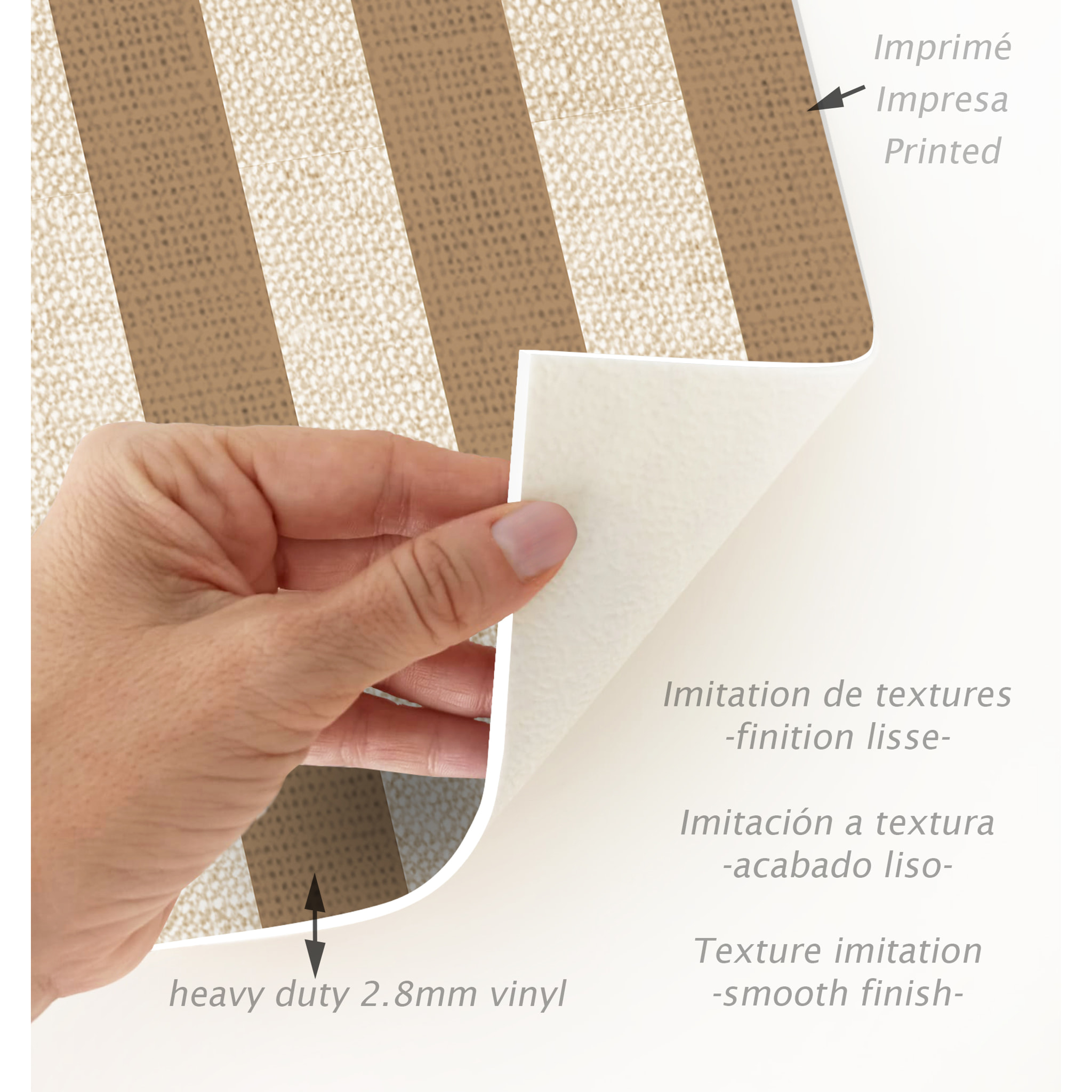 Alfombra de vinilo Dynamic Marron 200x266 cm -PVC antideslizante, vinilica para cocina o salón, lavable, estilo abstracto