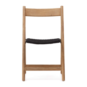 Silla plegable Dandara madera maciza acacia y estructura acero con cuerda negro FSC 100%