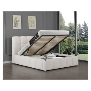Lit double en tissu avec coffre "Davos" - 160 x 200 cm - Beige