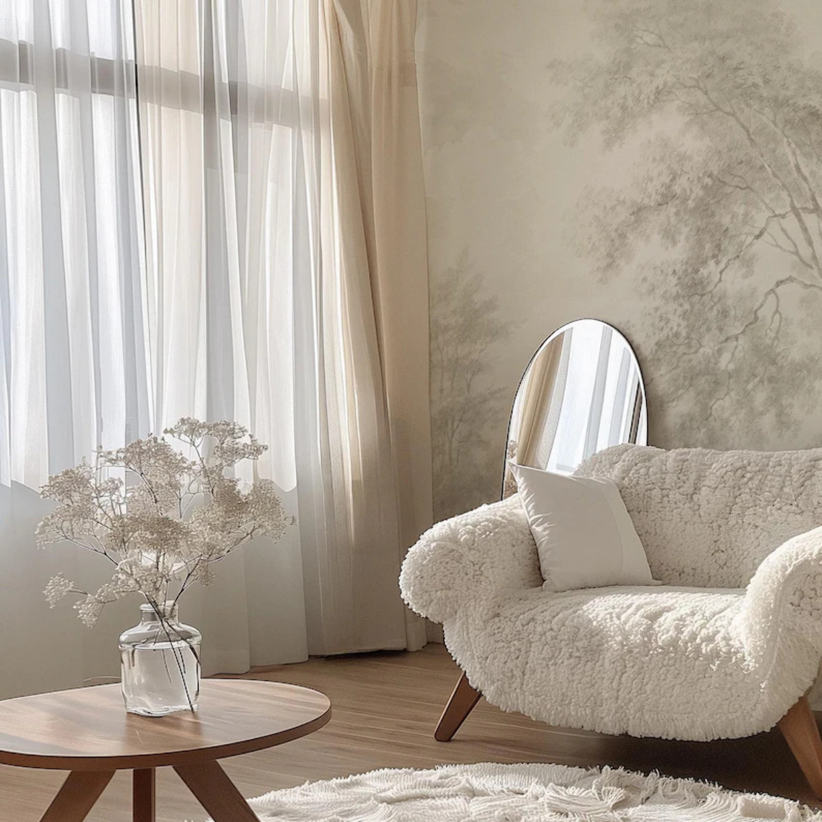 Carta da Parati Paesaggio Crema Seppia