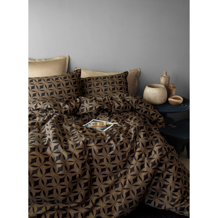 Parure housse de couette et taies oreiller 100% Satin de Coton imprimé