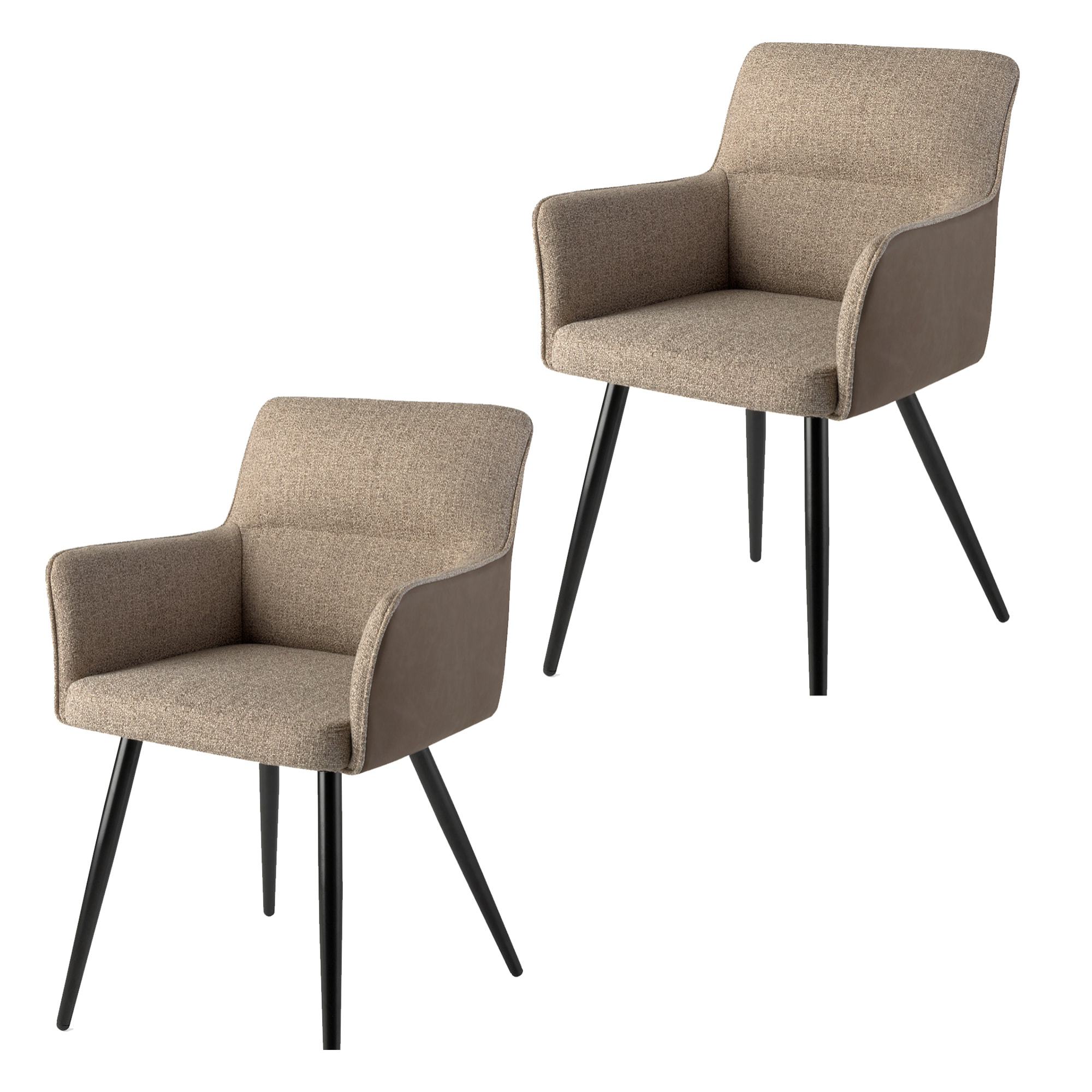 Set 2 butacas FLUMI - tela marrón claro y polipiel marrón, negro - 59x57x83cm