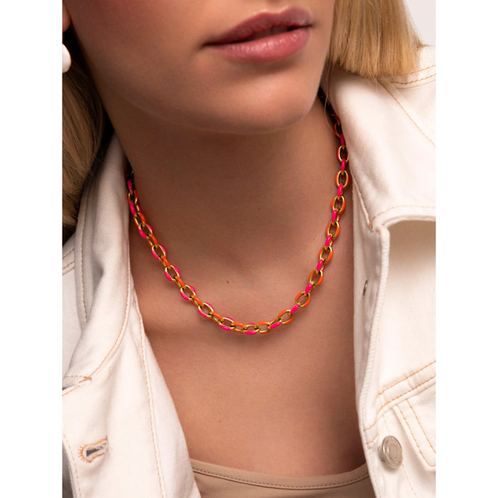 Collana Tropical Link   in Acciaio Placcato Oro