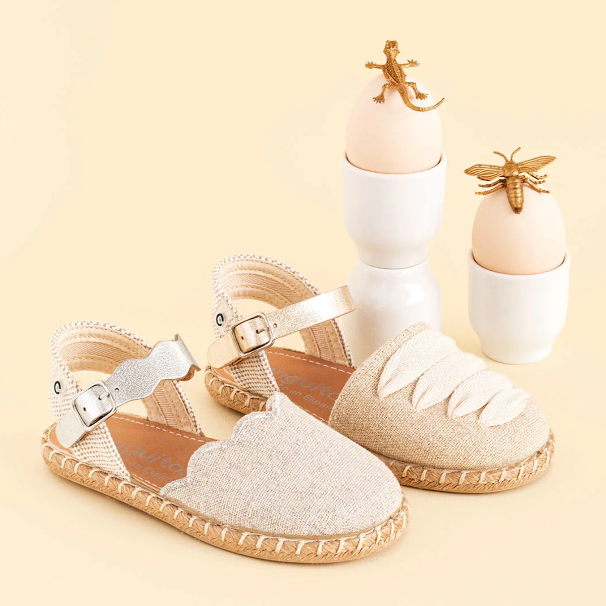 Espadrillas da bambina con onde color argento metallizzato