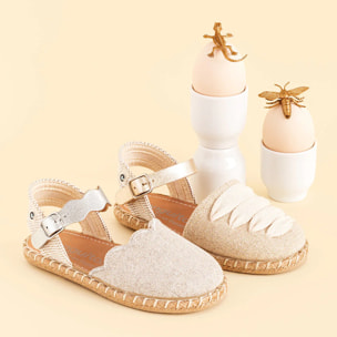Espadrillas da bambina con onde color argento metallizzato