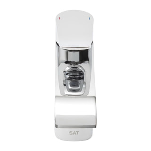 set mitigeur lavabo avec bec cascade + mitigeur cuisine, douchette extractible et bras pivotant, chrome (SATINFBSDBS271)