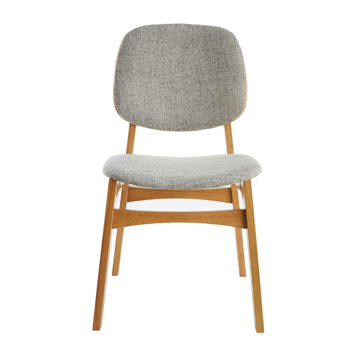 Chaises vintage en tissu gris clair et bois clair (lot de 2) SOQUETTE