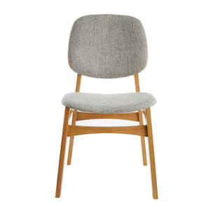 Chaises vintage en tissu gris clair et bois clair (lot de 2) SOQUETTE
