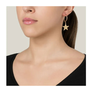 Pendiente aro y estrella colgante plata