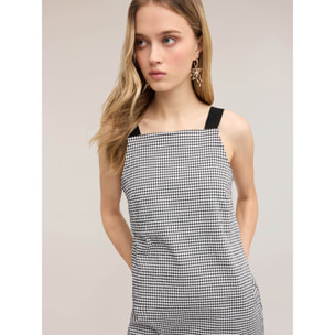 Motivi - Vestito corto a linea ad A con fantasia vichy - Nero