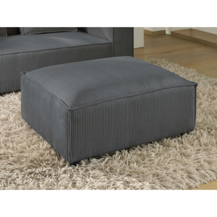 Stella - pouf en velours côtelé - style contemporain - Gris foncé