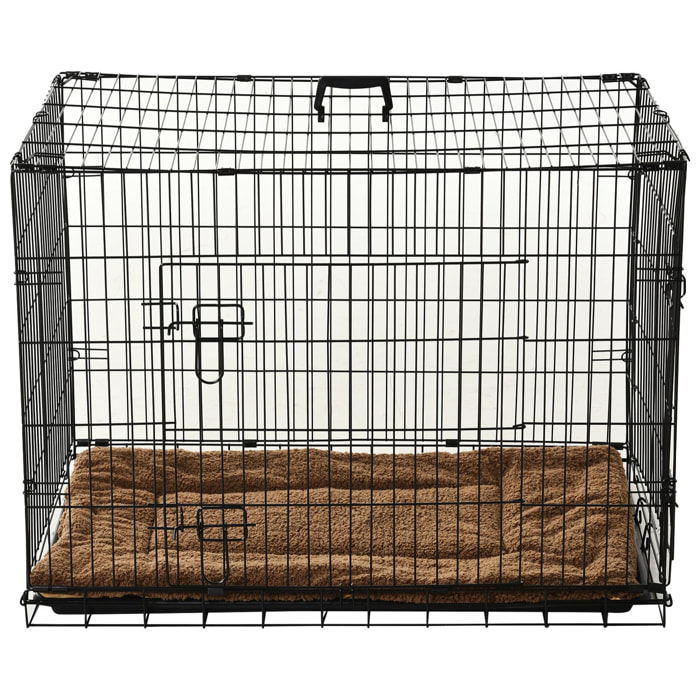 Cage caisse de transport pliante pour chien poignée, plateau amovible, coussin fourni 92 x 57 x 62,5 cm