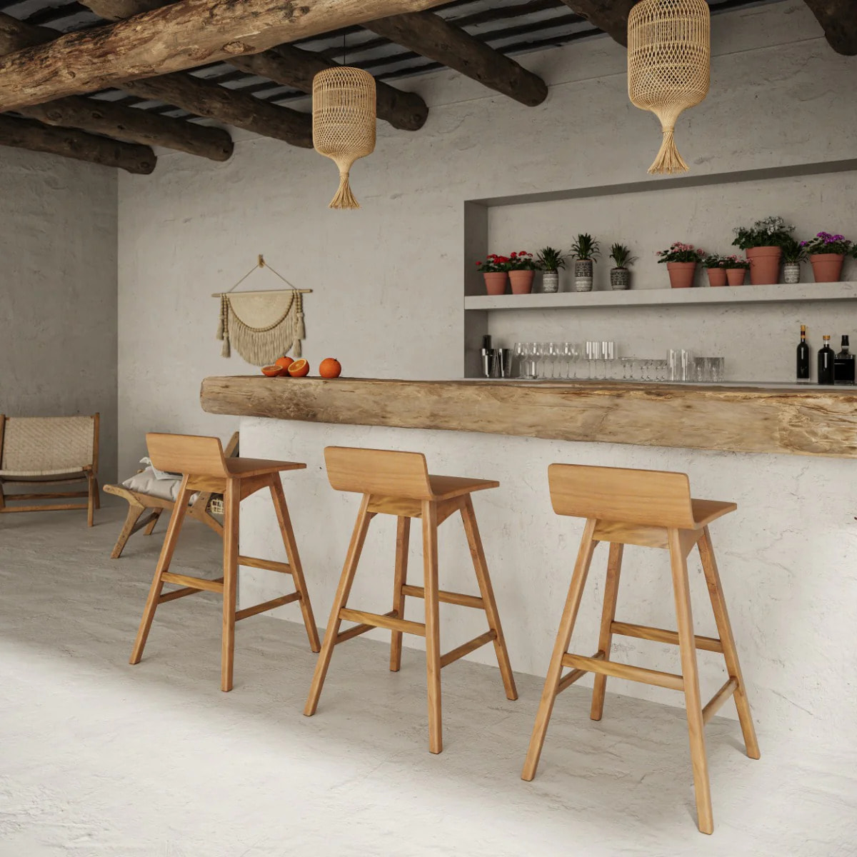 Chaise de bar en bois de teck 72,5 cm - Greta