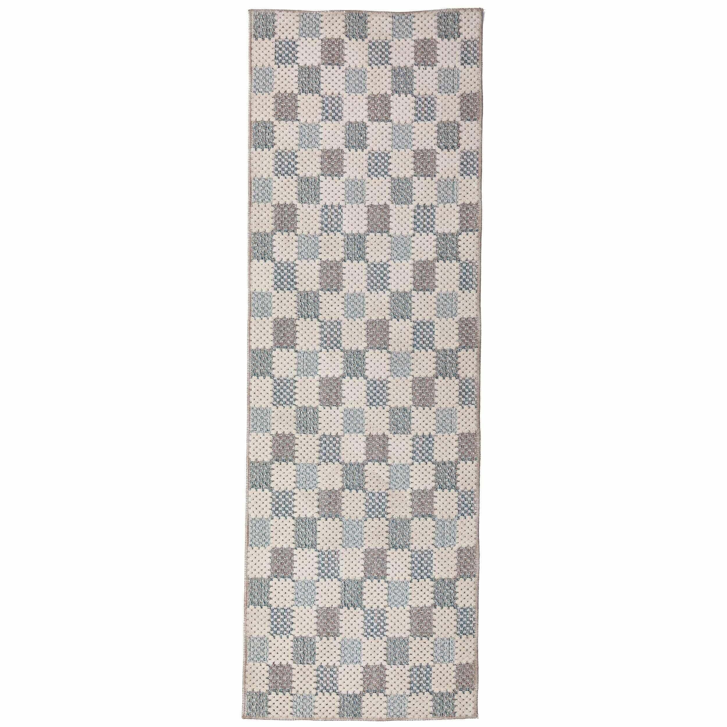 Tapis de couloir lavable MUTED CHECKERBOARD