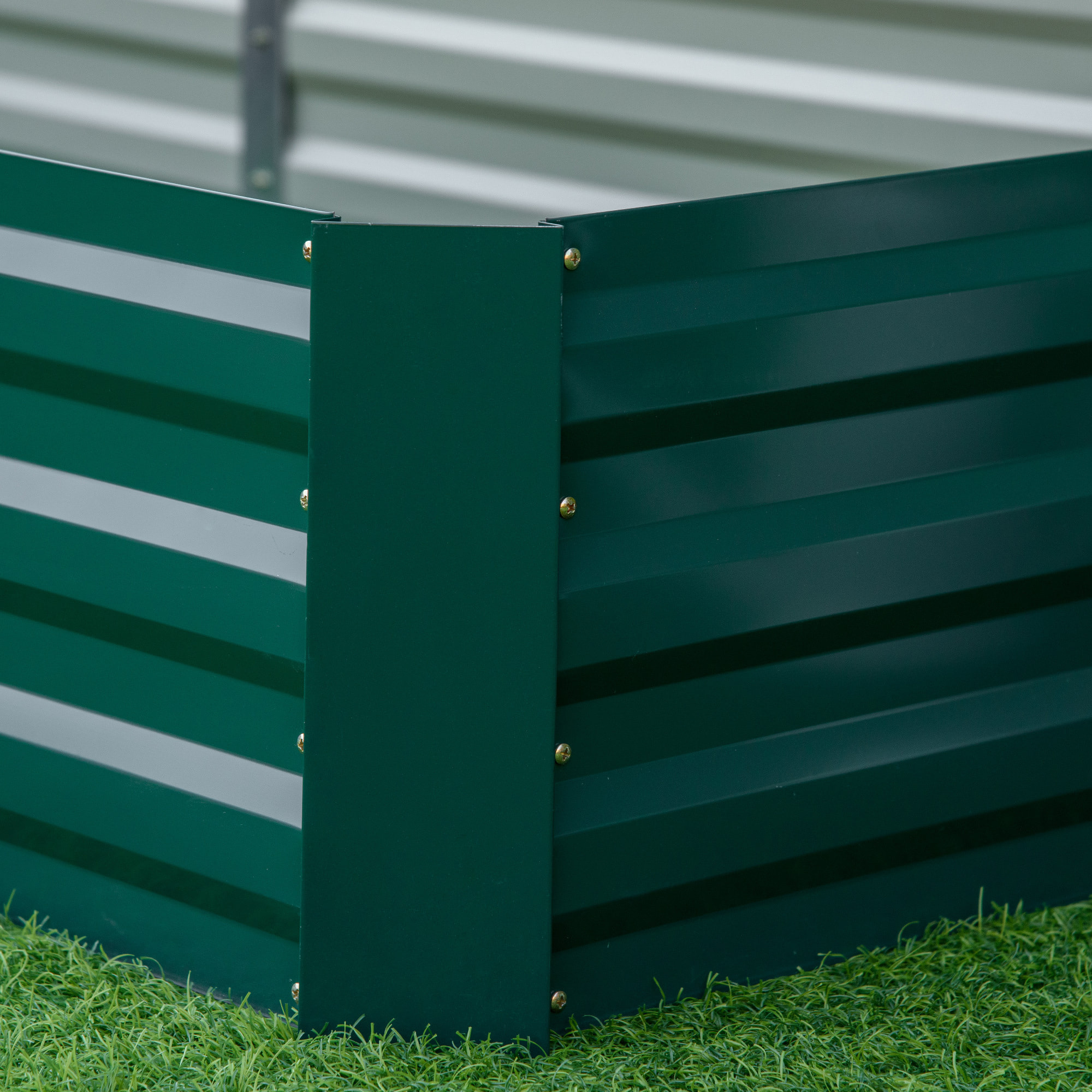 Jardinera Elevada de Acero Galvanizado Huerto Urbano para Cultivar Plantas Flores Hierba Macetero Grande Exterior Rectangular con Fondo Abierto 241x90,5x30 cm Verde