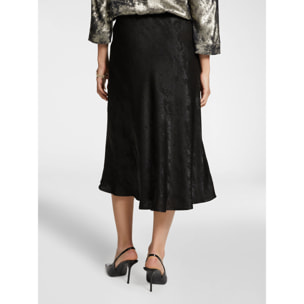 Elena Mirò - Gonna midi in tessuto lucido - Nero
