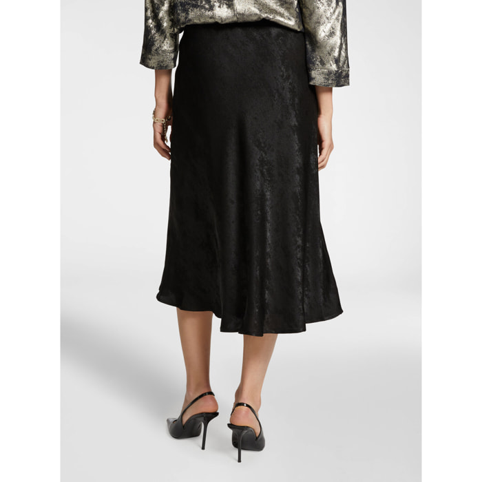Elena Mirò - Gonna midi in tessuto lucido - Nero