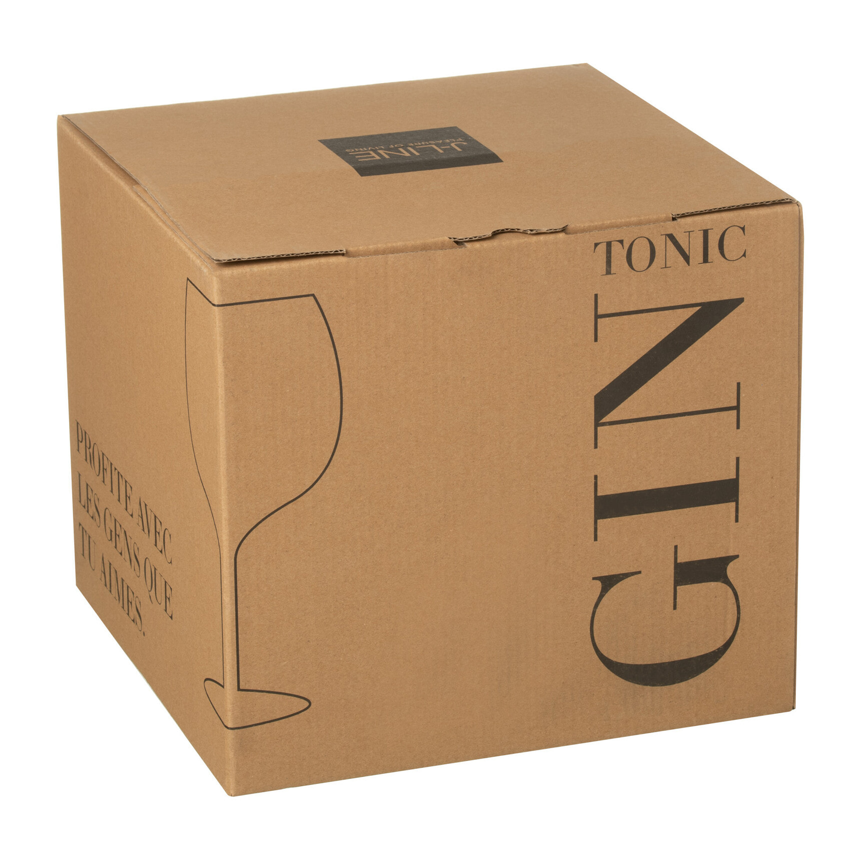 J-Line verre à Gin - transparent/noir - coffret cadeau - 4 pcs