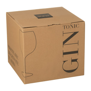 J-Line verre à Gin - transparent/noir - coffret cadeau - 4 pcs