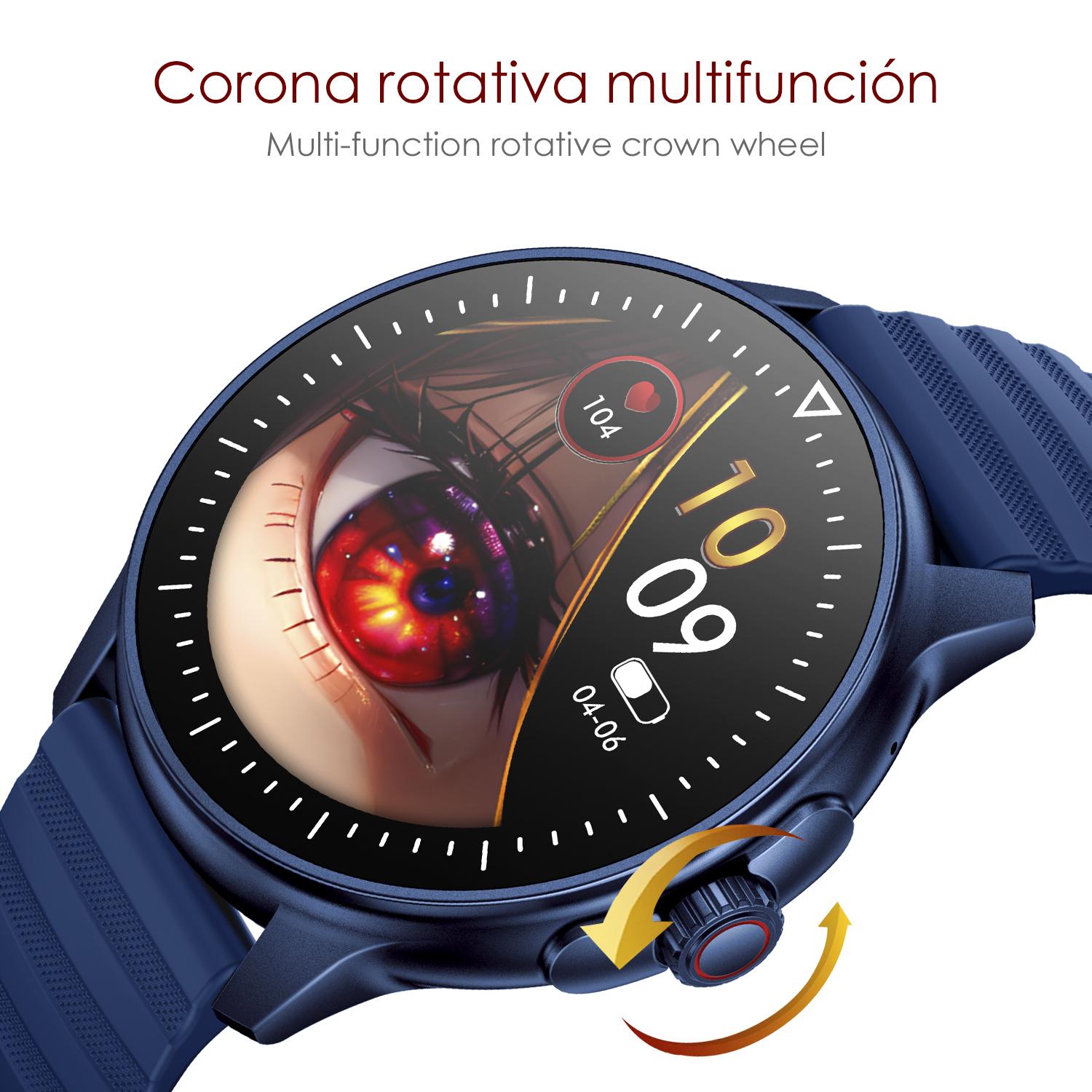 Smartwatch ZW45 con notifiche app, chiamate Bluetooth. Monitor della pressione sanguigna e dell'ossigeno. Corona multifunzione.