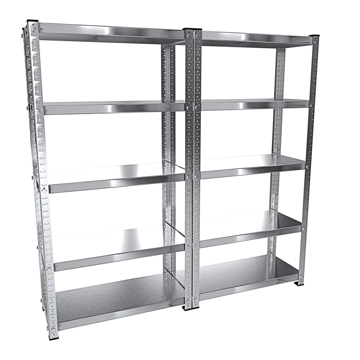 2 Scaffali In Metallo Scaffale Con 5 Ripiani Regolabili Ideale Per Garage Officina Cantina Capannone Magazzino Design Modulare 187 x 100 x 30 cm