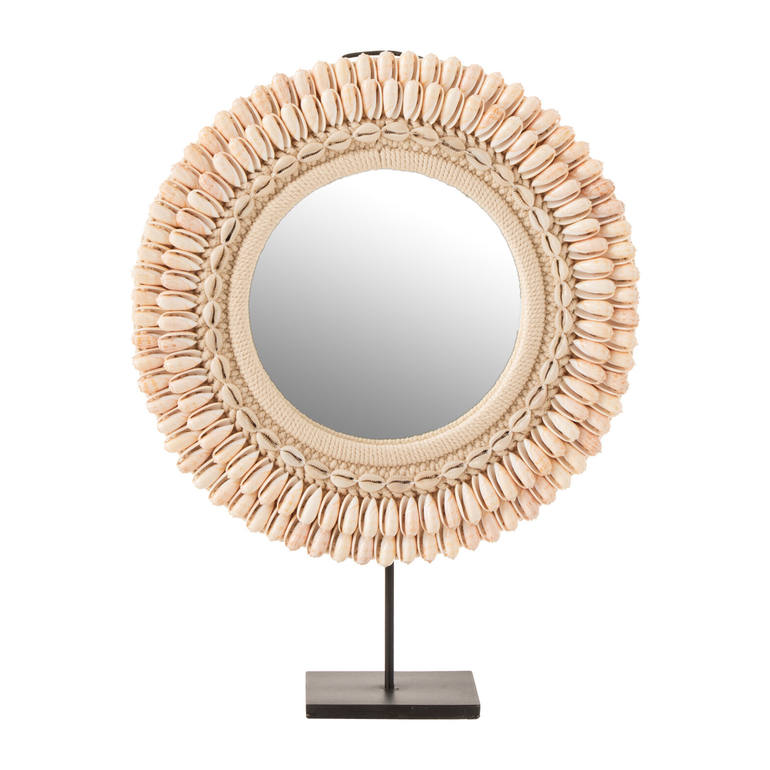 J-Line miroir sur pied Mona - verre/coquillages - rose clair - large - 37 x 52.5 cm