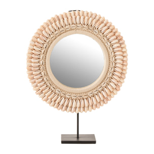J-Line miroir sur pied Mona - verre/coquillages - rose clair - large - 37 x 52.5 cm