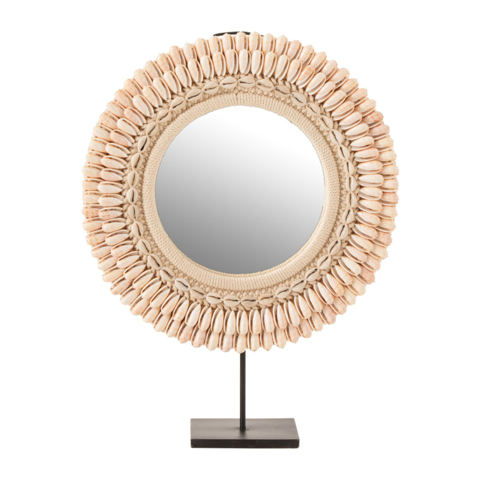 J-Line miroir sur pied Mona - verre/coquillages - rose clair - large - 37 x 52.5 cm