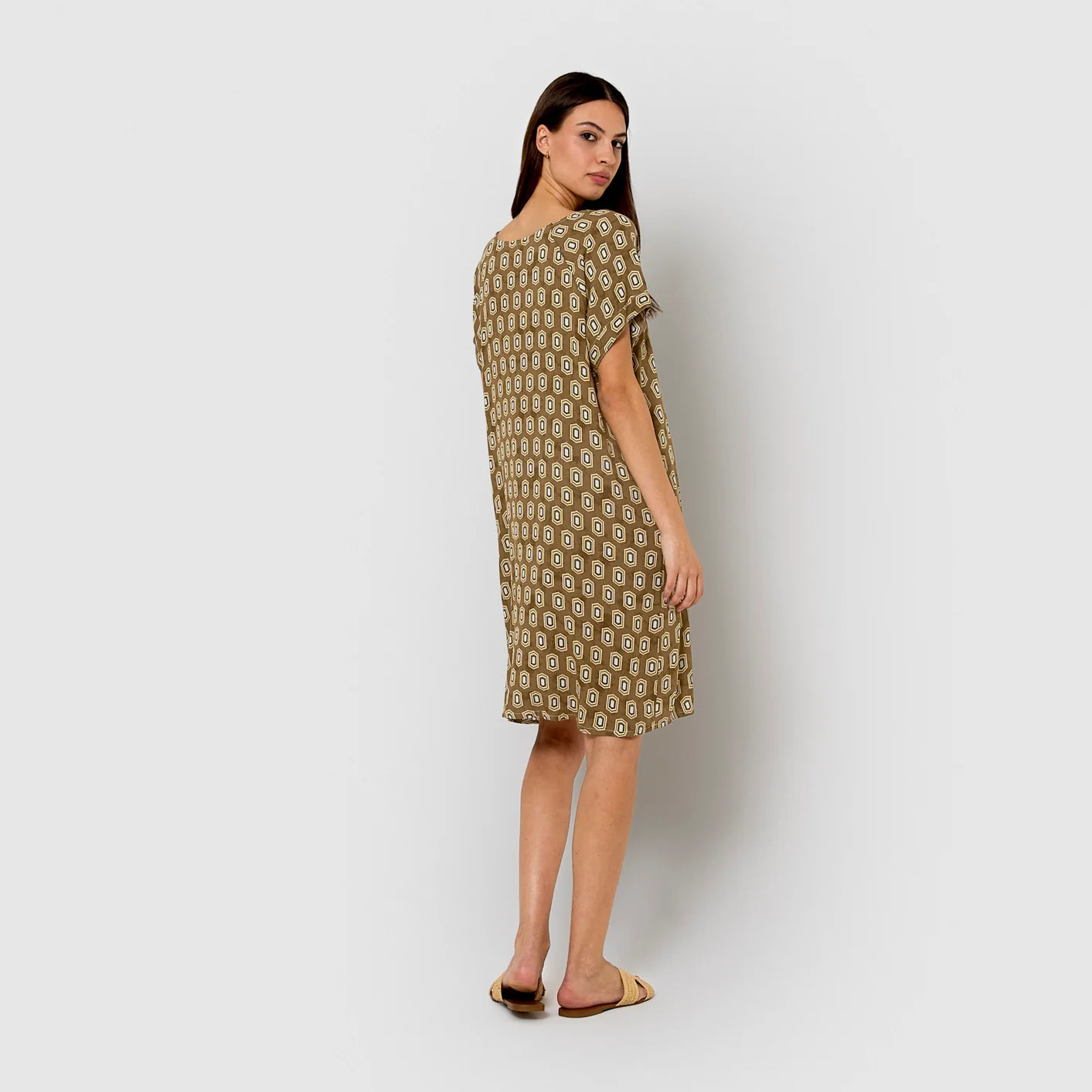 Vestido corto bambula detalles plisados jackie verde