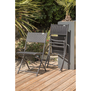 BOSTON - Ensemble repas de jardin 6 places en aluminium gris anthracite