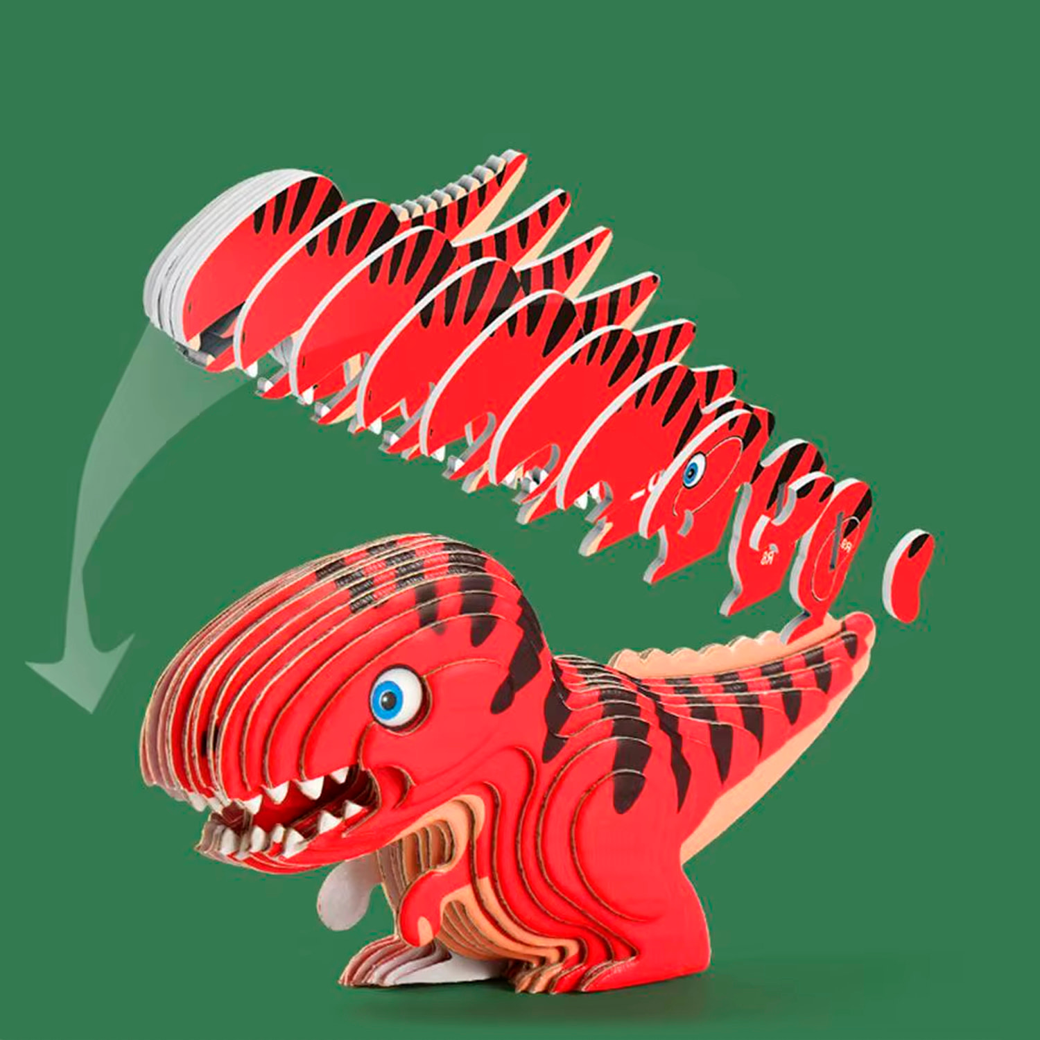 Puzzle 3D in cartone con rilievo. Design di Tyrannosaurus Rex.