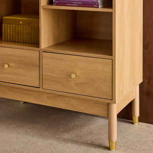 Buffet décor bois et cannage 1 porte 75cm JUDITH