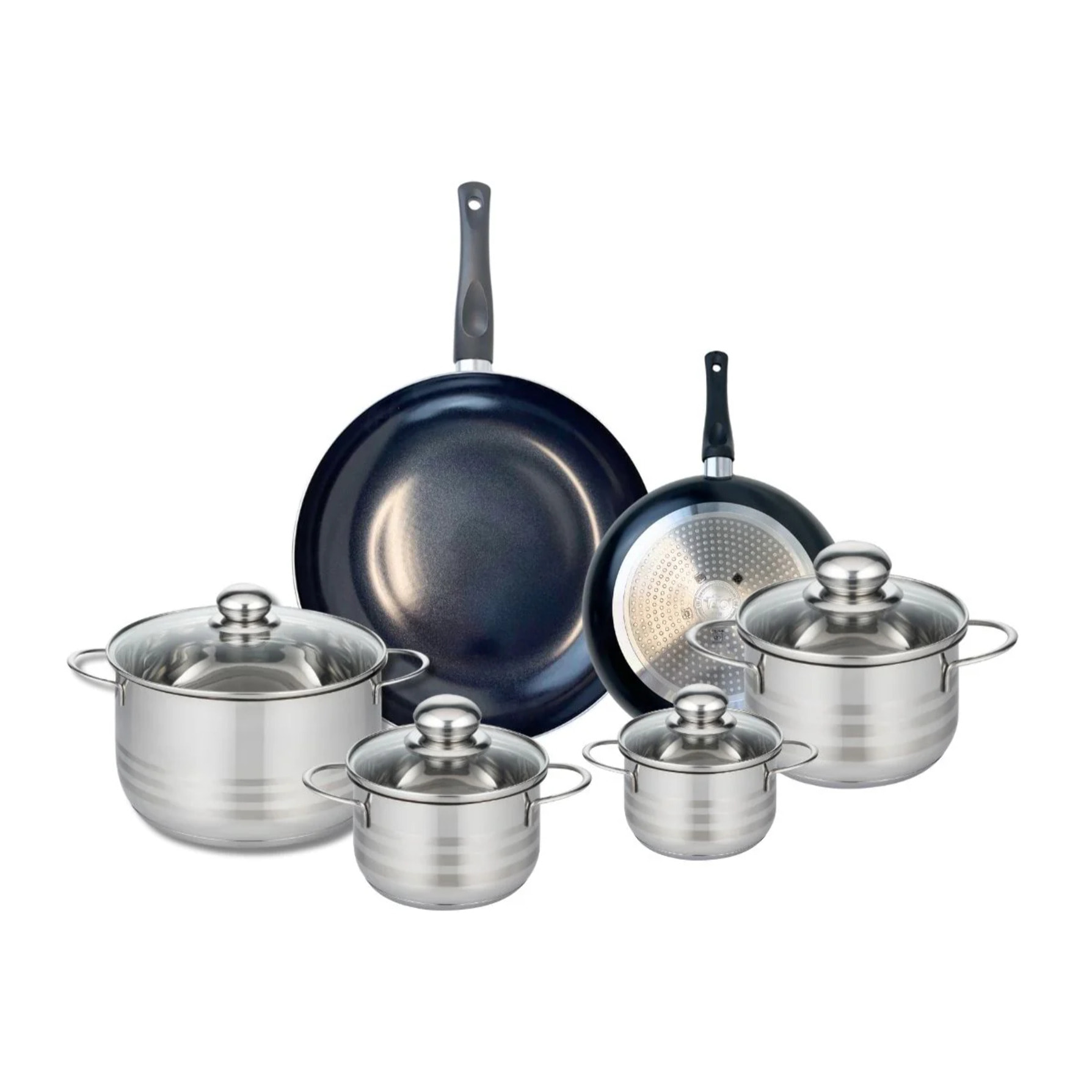 Ensemble de 2 Poêles de cuisson 20 et 28 cm et 4 faitouts 12, 14, 16 et 20 cm Elo Prima Brillant