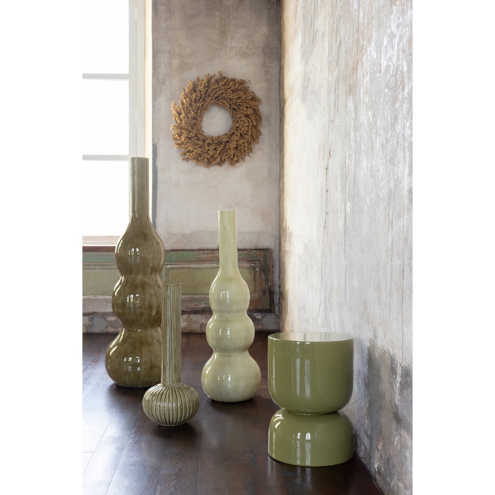 J-Line vase - fer - vert olive - large
