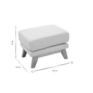 Pouf repose-pieds déhoussable scandinave en tissu beige et bois clair OSLO