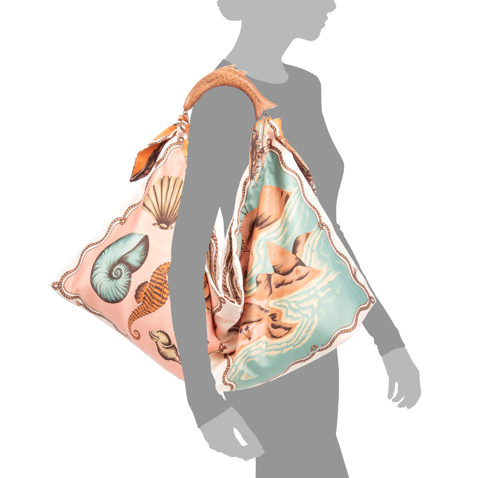 Berchidda Bolso de hombro Mujer. Fabricado en tejido suave, tintes naturales con asa de madera.