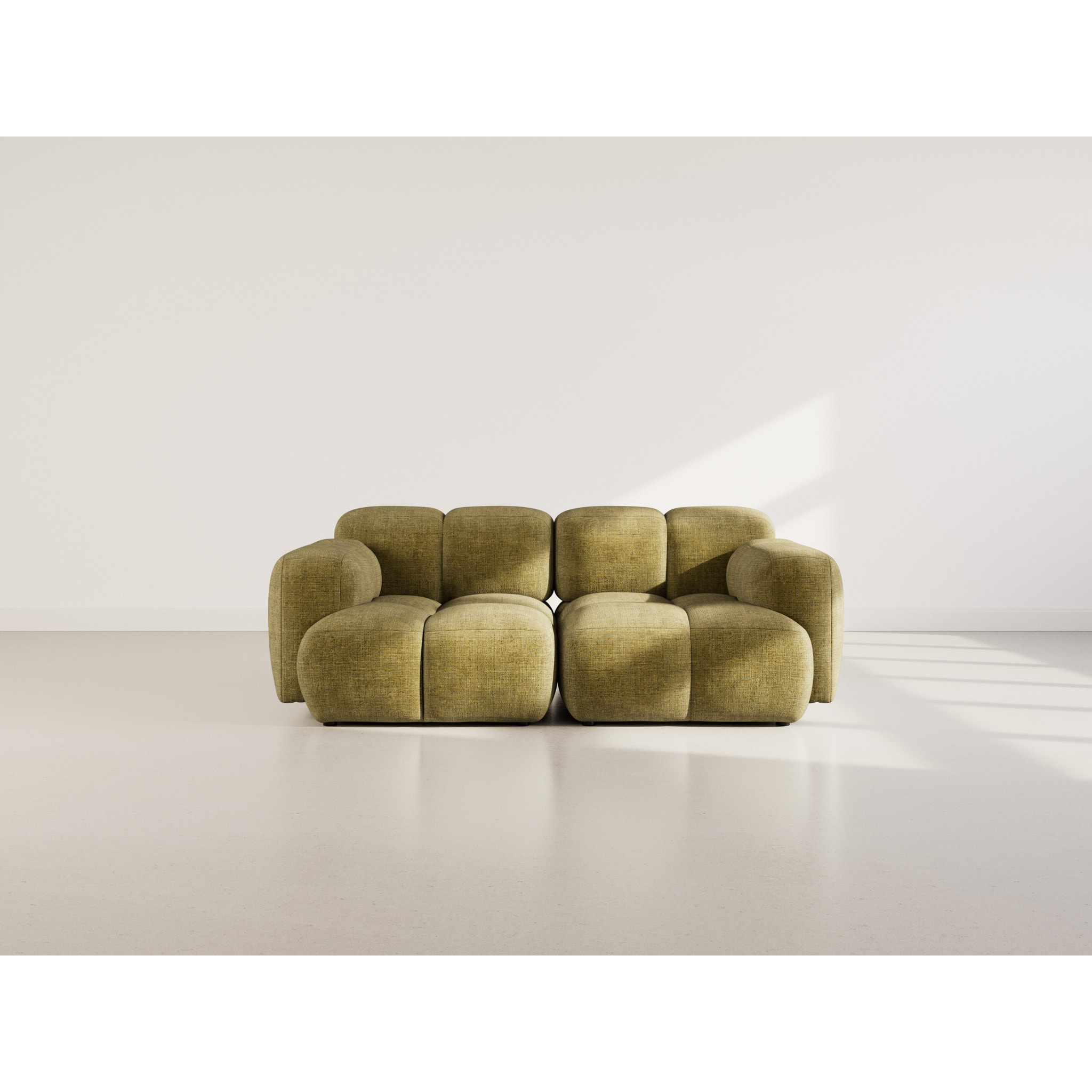 Grace - canapé modulable 2 places en velours texturé - Vert Olive